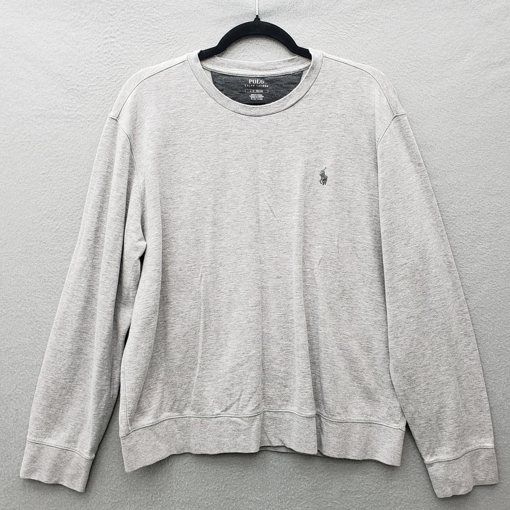 Polo Ralph Lauren Pony Logo Crewneck Sweatshirt Light Gray Preppy Minimalist L